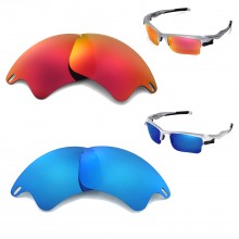 New Walleva Fire Red + Ice Blue Polarized Replacement Lenses For Oakley Fast Jacket XL Sunglasses